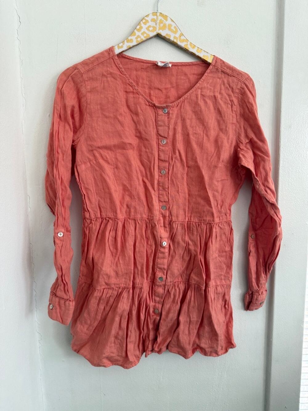SIGRID OLSEN Women's Coral Linen Tunic Blouse | Size Small